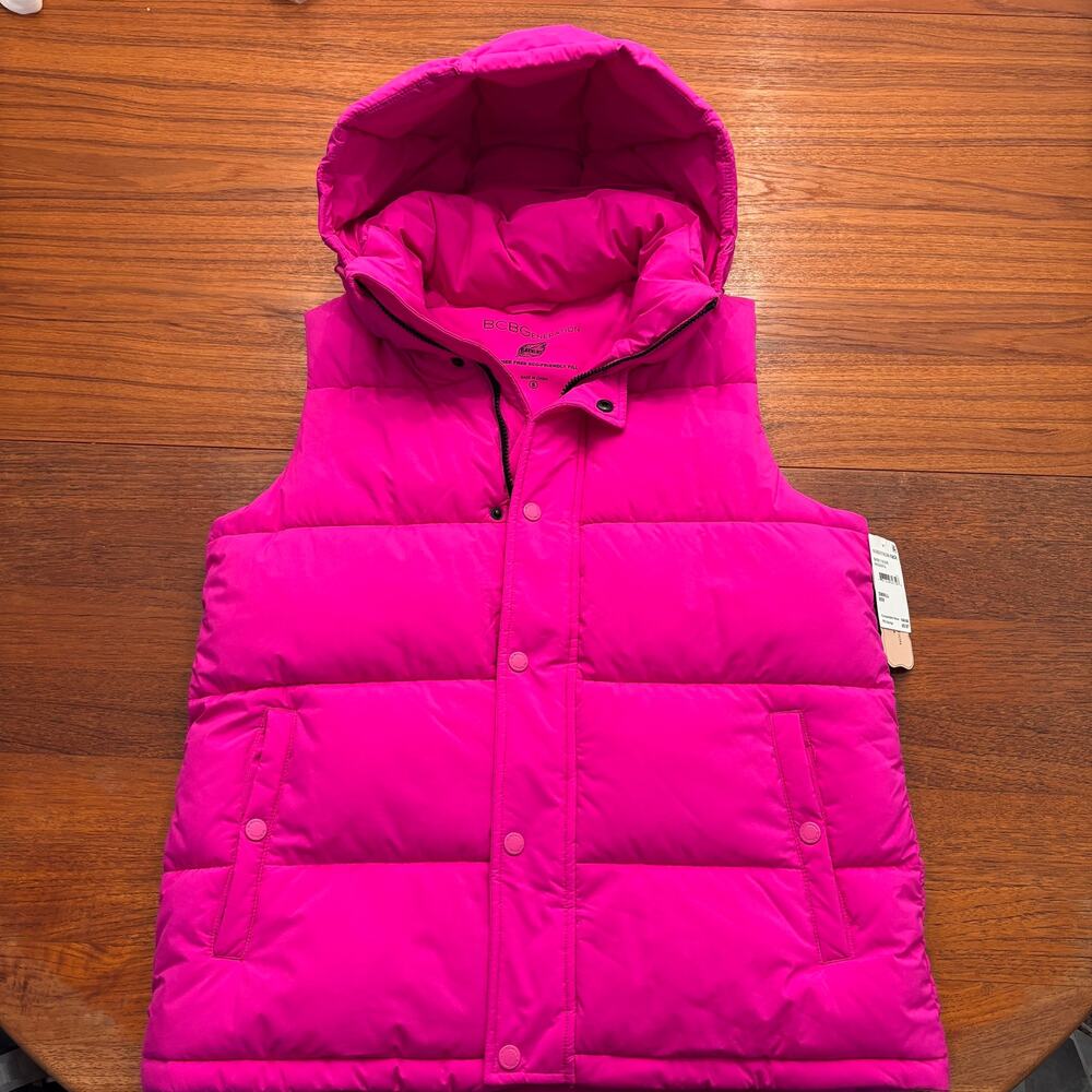 BCBG Generation Women's Hot Pink Puffer Vest Size Small NWT